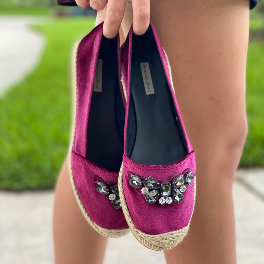 Brazilian Flat Velvet Burgundy Espadrille